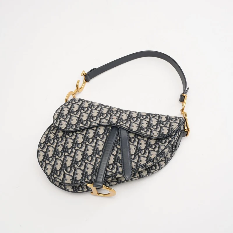 Dior Saddle Medium Canvas Blau/Weiß 2020