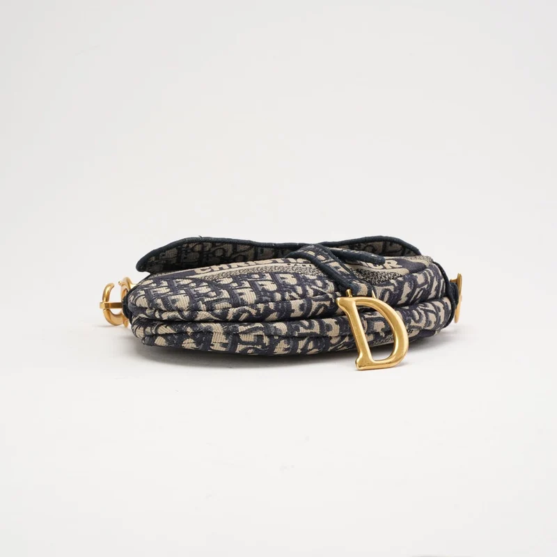 Christian Dior Medium Saddle Oblique Canvas Blau 2019