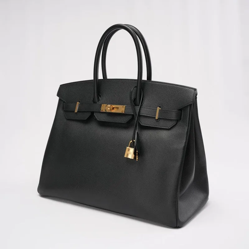 Hermès Birkin 35 Sellier Epsom Leder Schwarz 2014