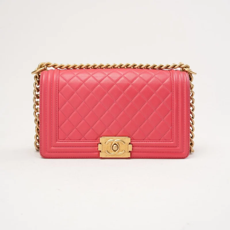 Chanel Medium Boy Flap Caviar Dunkelrosa 2017