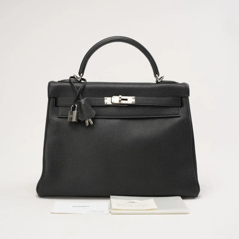 Hermes Vintage Sellier Kelly 32 Togo Schwarz 2004