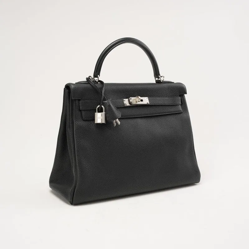 Hermes Vintage Sellier Kelly 32 Togo Schwarz 2004