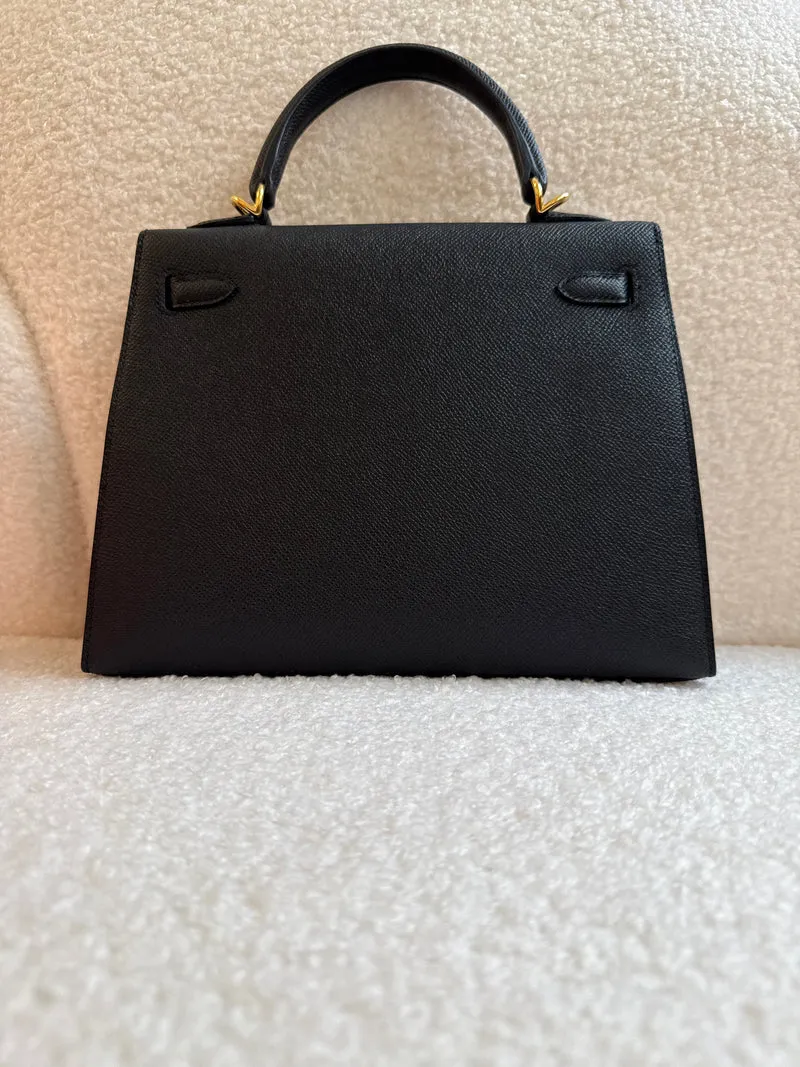 Hermes Sellier Kelly 25 Epsom Leder Schwarz 2024