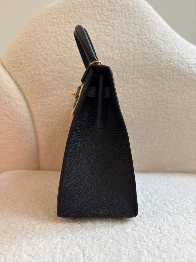 Hermes Sellier Kelly 25 Epsom Leder Schwarz 2024