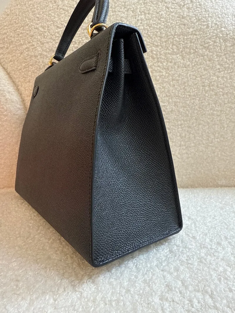 Hermes Sellier Kelly 25 Epsom Leder Schwarz 2024