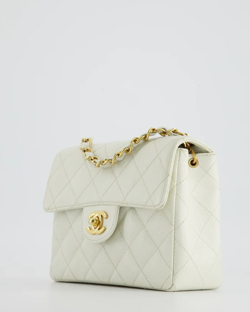Chanel Vintage Mini Square Flap Caviar Weiß 2004