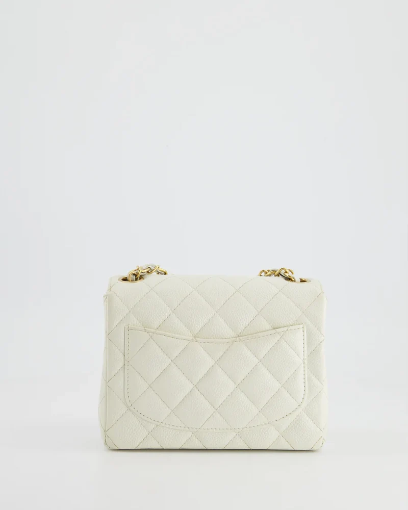 Chanel Vintage Mini Square Flap Caviar Weiß 2004