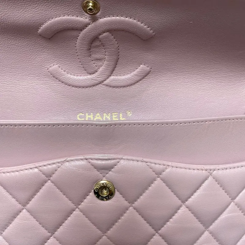 Chanel Pink Quilted Medium Classic Double Flap Bag 2017