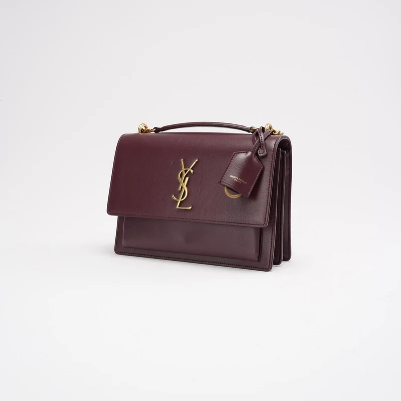 Saint Laurent Burgunderrotes Kalbsleder Medium Monogram Sunset 2018