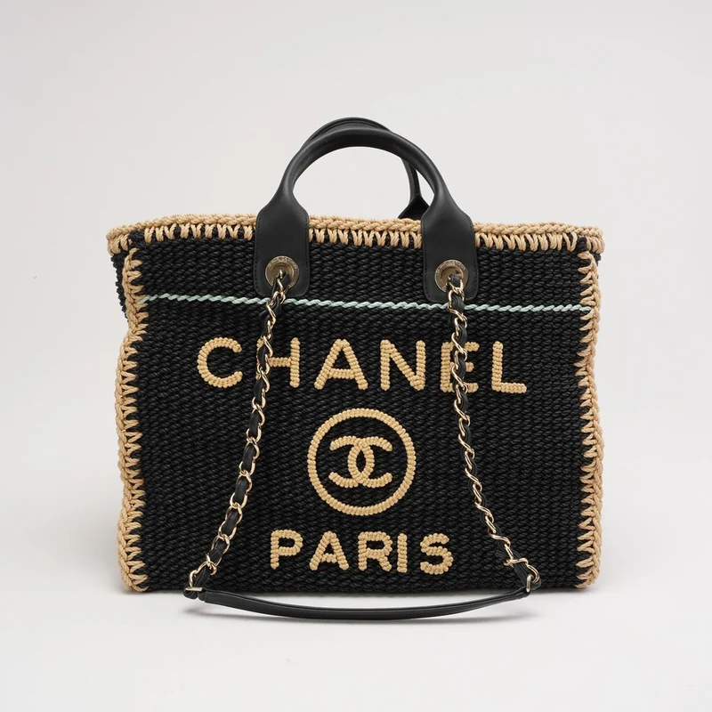 Chanel Schwarzes Baumwoll-Häkelkleid, Größe S, Deauville 2024