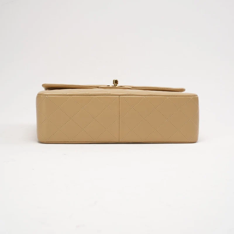 Chanel Vintage Medium Beige Classic Double Flap Bag 1991