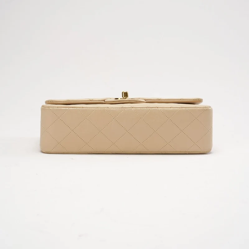 Chanel Vintage Beige Kleine Klassische Doppelflap-Tasche 1994