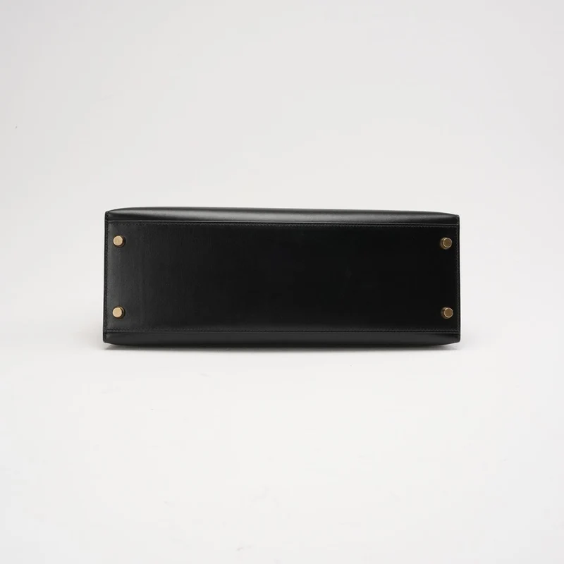 Hermes Schwarze Kelly 32 Sellier in Box Leder 2000