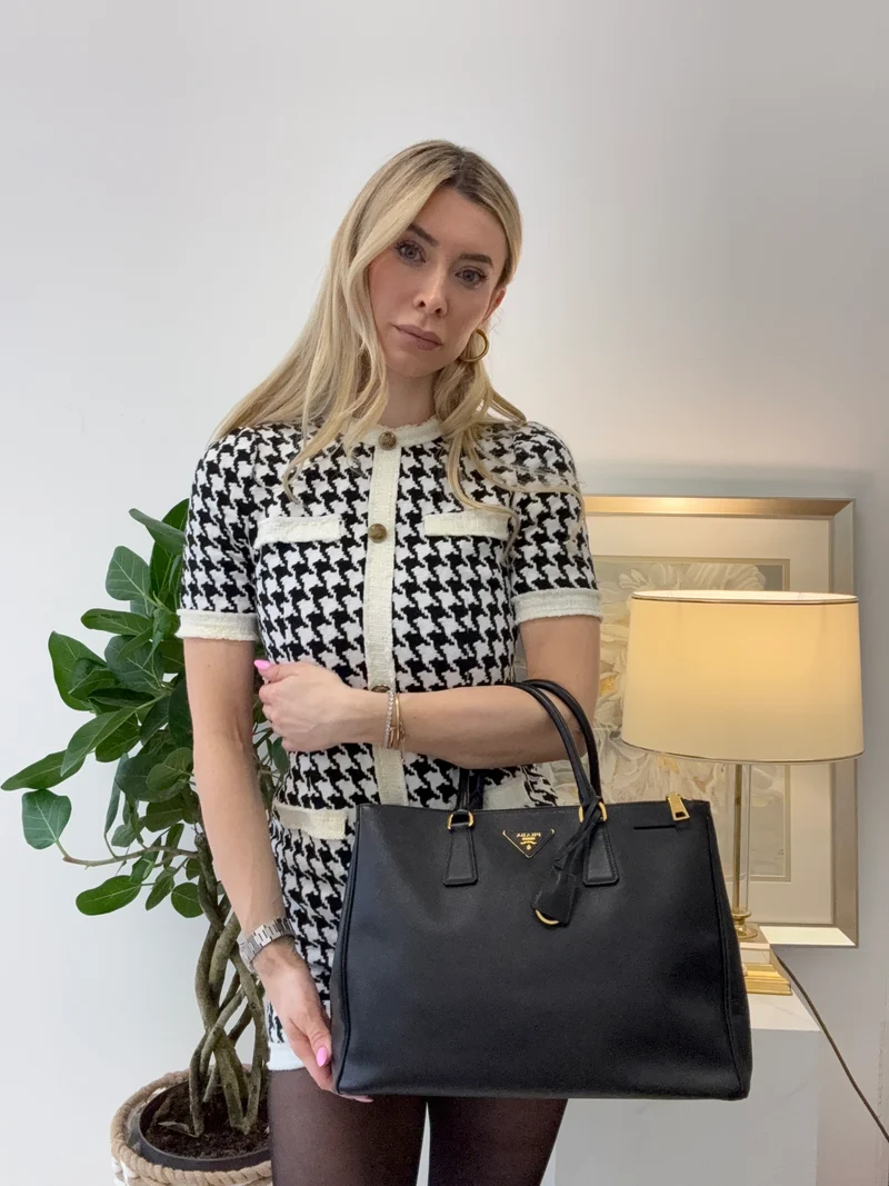 Prada Black Galleria Medium Galleria Zip Tote Saffiano Leder