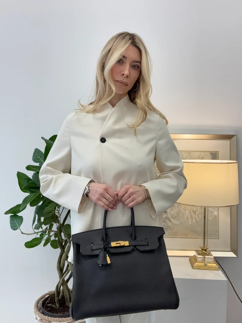 Hermès Birkin 35, schwarzes Epsom-Leder mit goldfarbenen Beschlägen, 2016