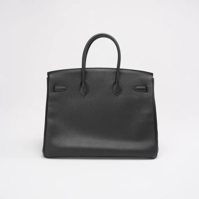 Hermès Birkin 35, schwarzes Epsom-Leder mit goldfarbenen Beschlägen, 2016