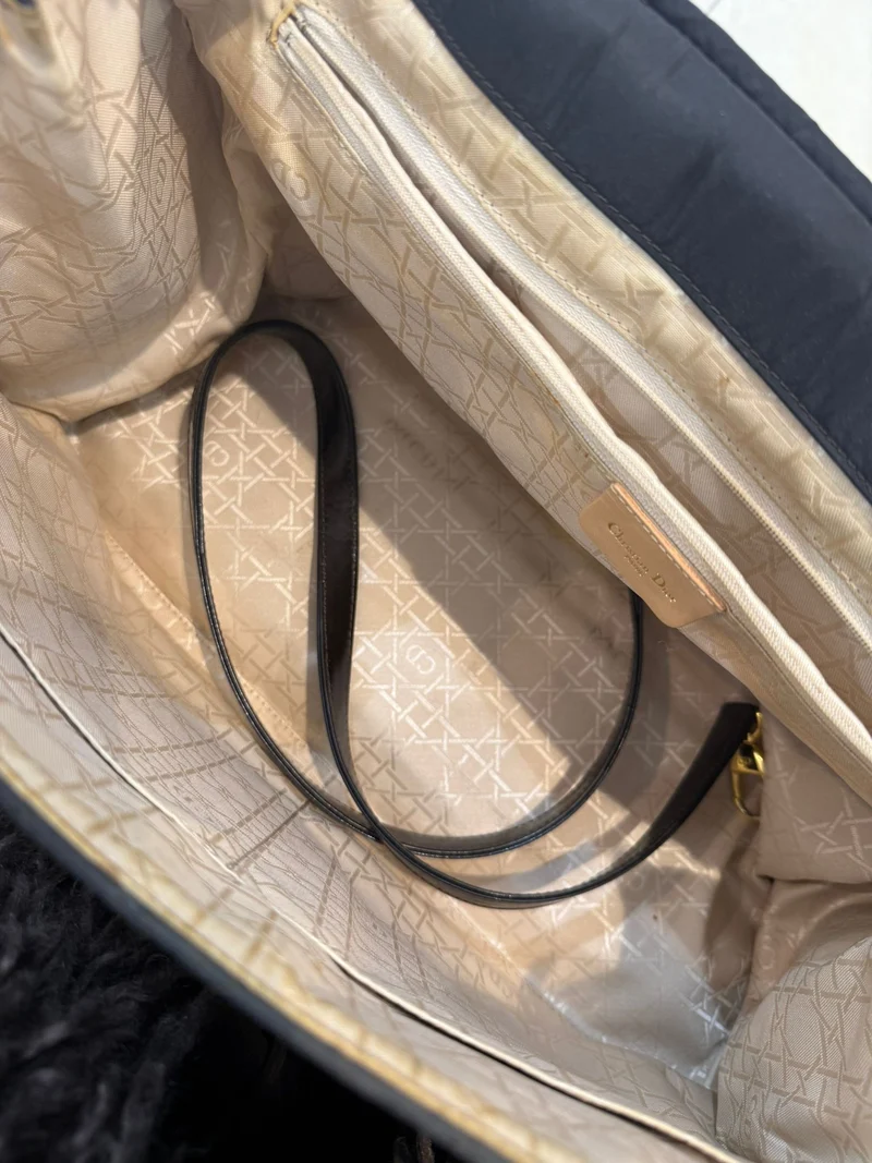 Dior Lady Dior Schwarze Große Cannage Zwei-Wege-Tasche 1997