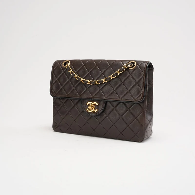 Chanel Vintage Zweifarbige Klassische Klappentasche in Braun, 1991