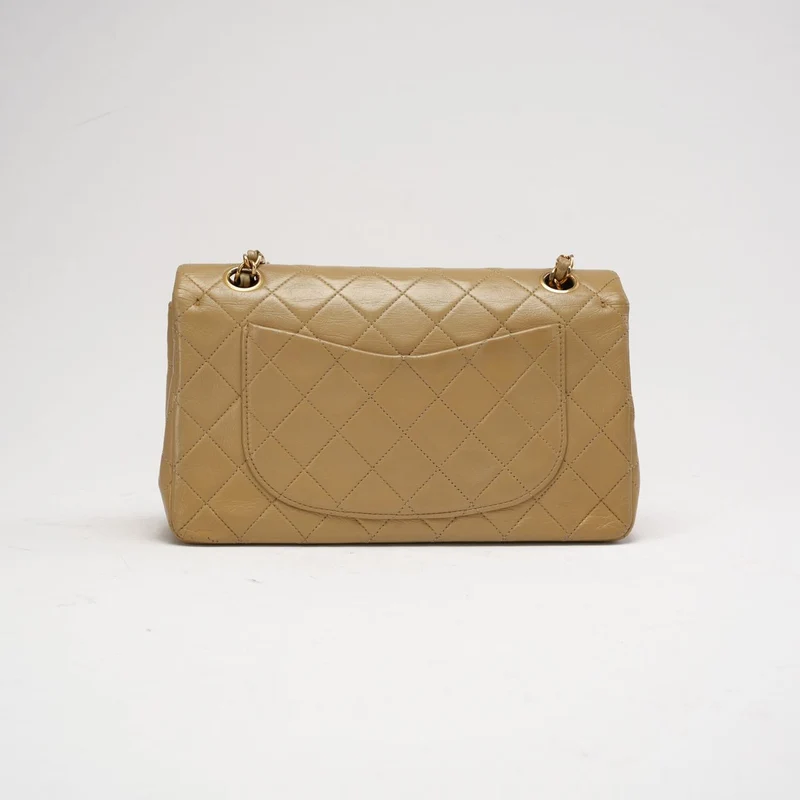 Chanel Vintage Beige Kleine Doppelflap-Tasche 1991