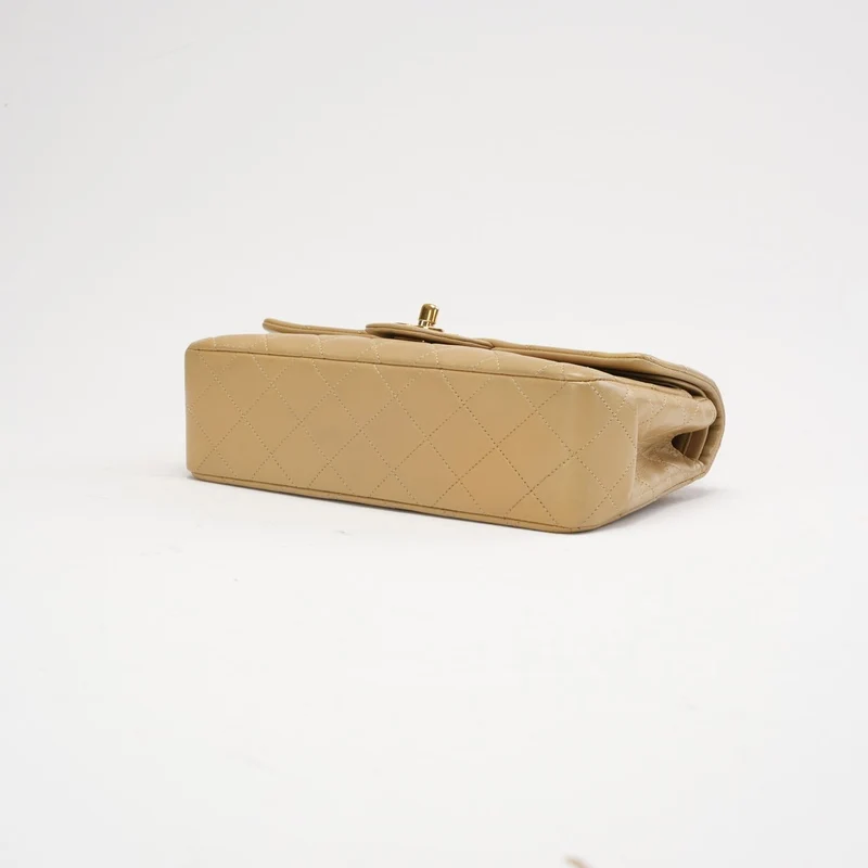 Chanel Vintage Beige Kleine Doppelflap-Tasche 1991
