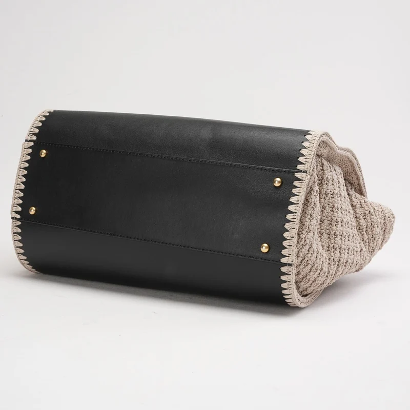 Chanel Deauville Shopping Tote, groß, Kalbsleder, Schwarz/Beige