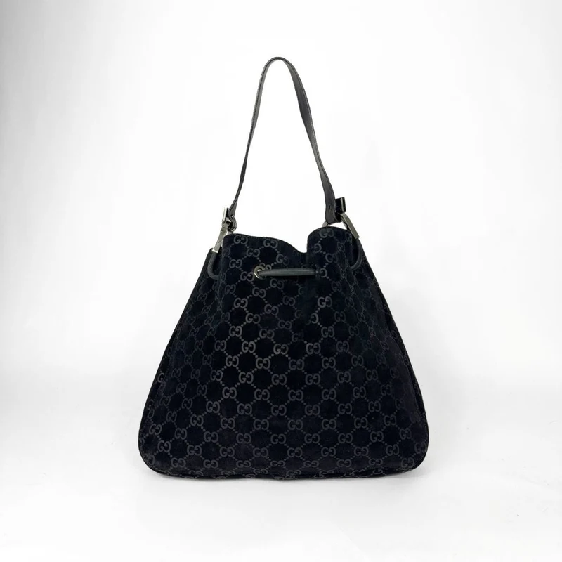 Gucci GG zwarte suède schoudertas