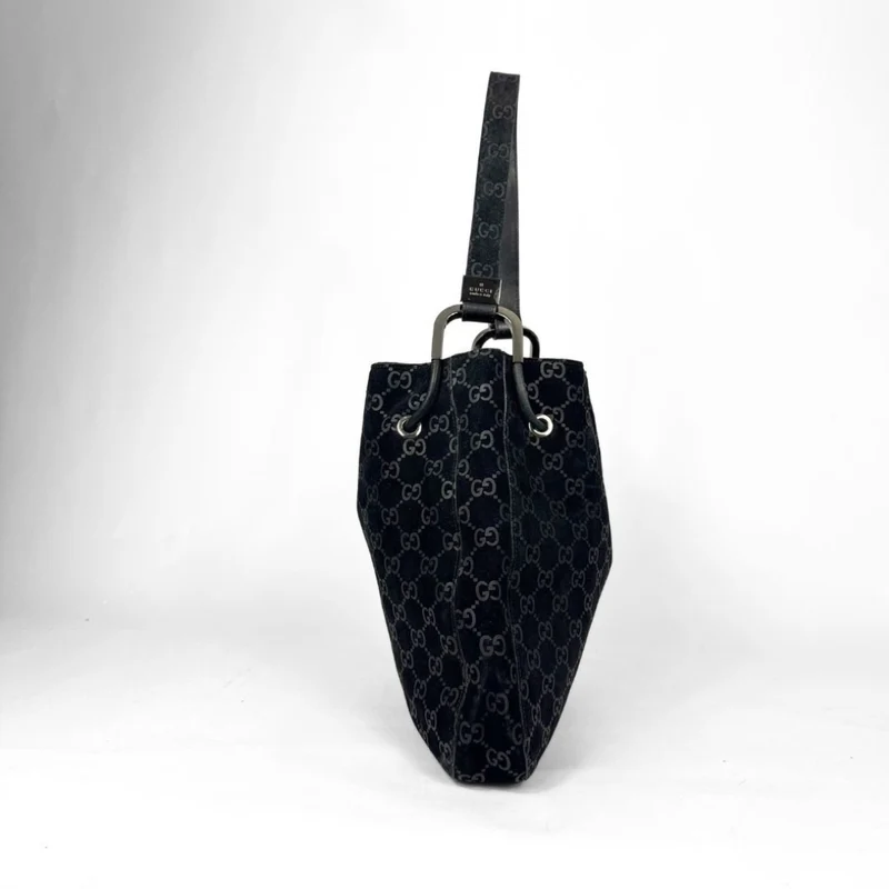 Gucci GG zwarte suède schoudertas