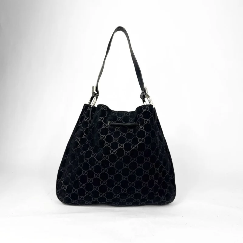 Gucci GG zwarte suède schoudertas