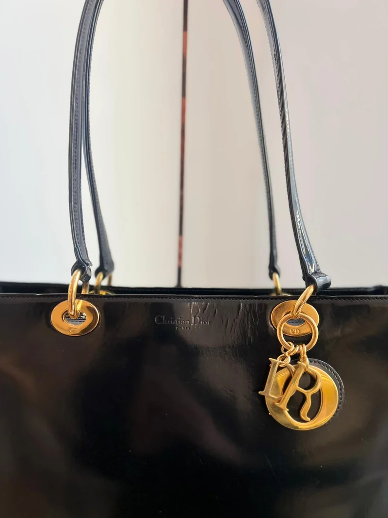 Christian Dior Schwarze Vintage Große Lady Dior Tote Bag 2007