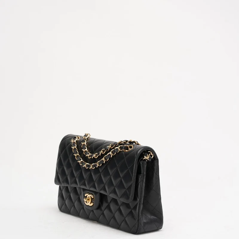 Chanel Schwarze Classic Medium Double Flap Bag aus Lammleder 2014 Teil 1