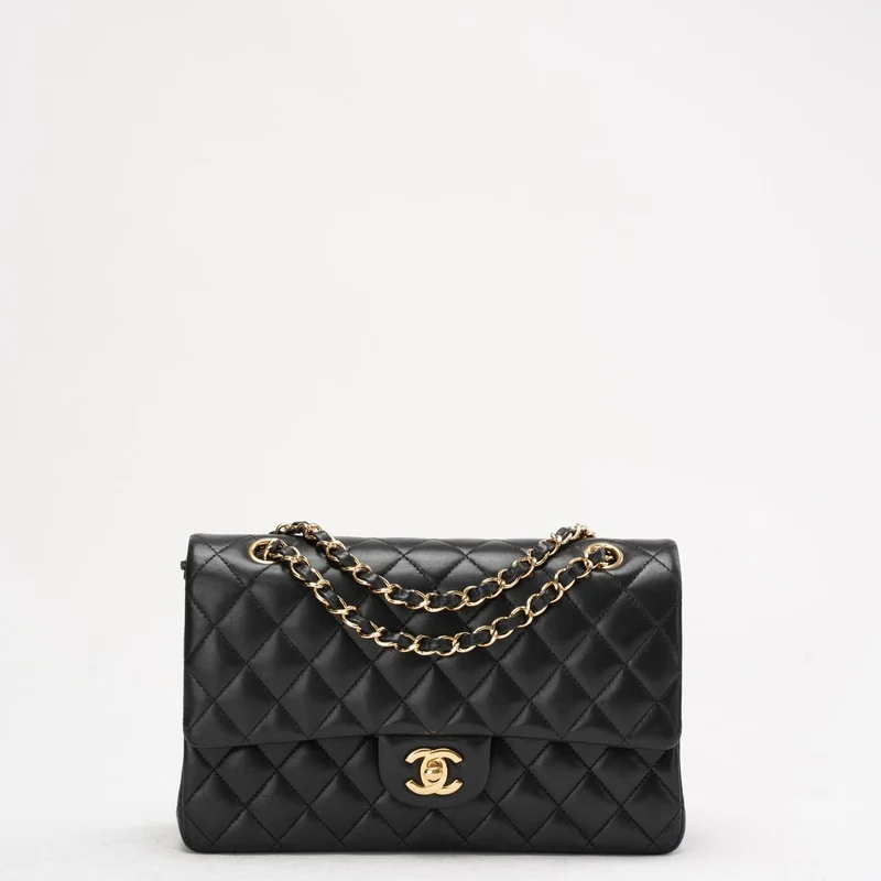 Chanel Schwarze Classic Medium Double Flap Bag aus Lammleder 2014 Teil 1