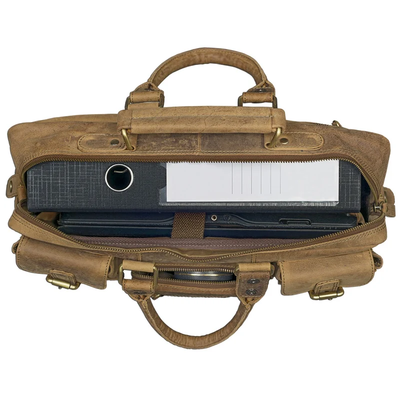 Großer Messenger Bag Umhängetasche Unisex Leder