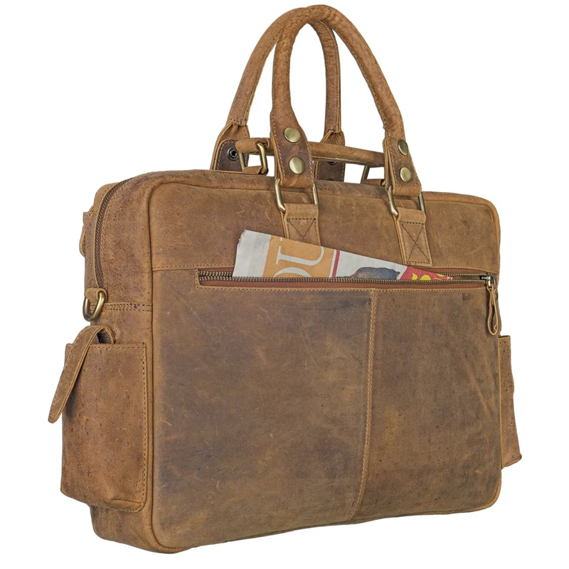 Großer Messenger Bag Umhängetasche Unisex Leder