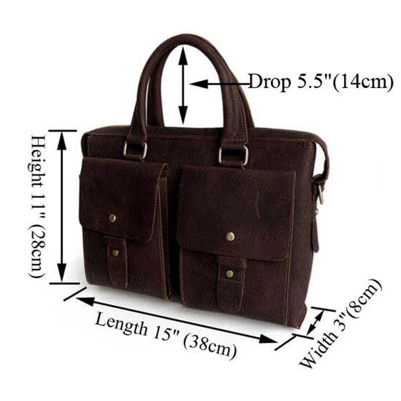 Robuste Umhängetasche Schultertasche 13,3 Zoll Laptop Leder