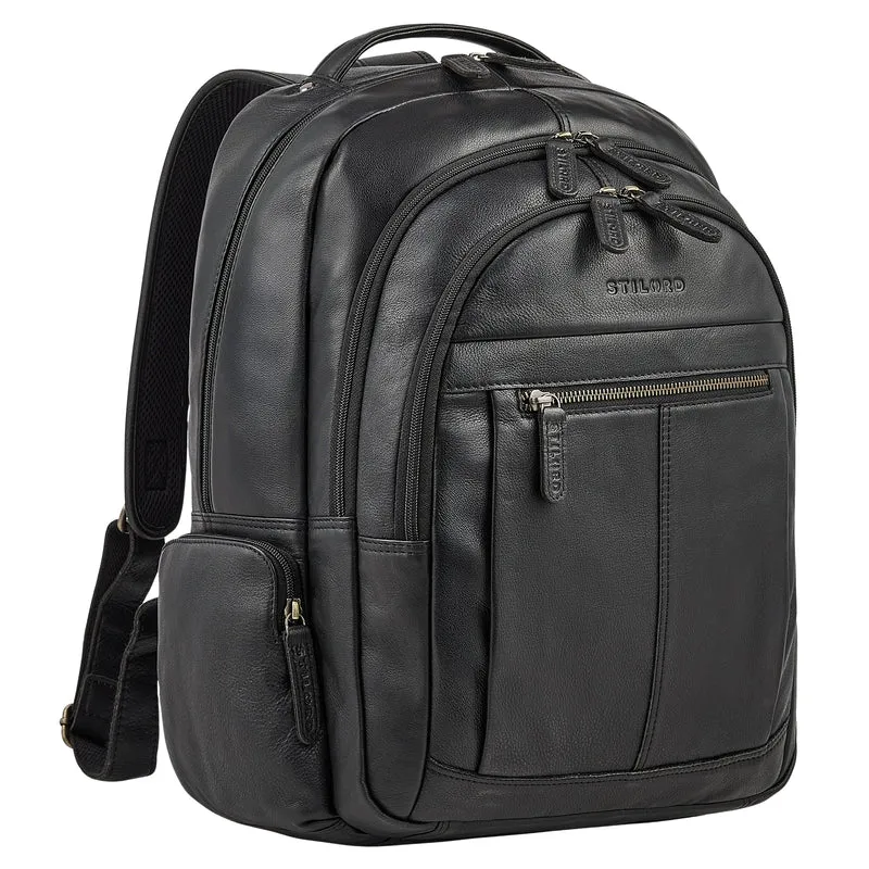 B-WARE "Alaric" XL Business Rucksack Herren Leder Laptoprucksack 17 Zoll