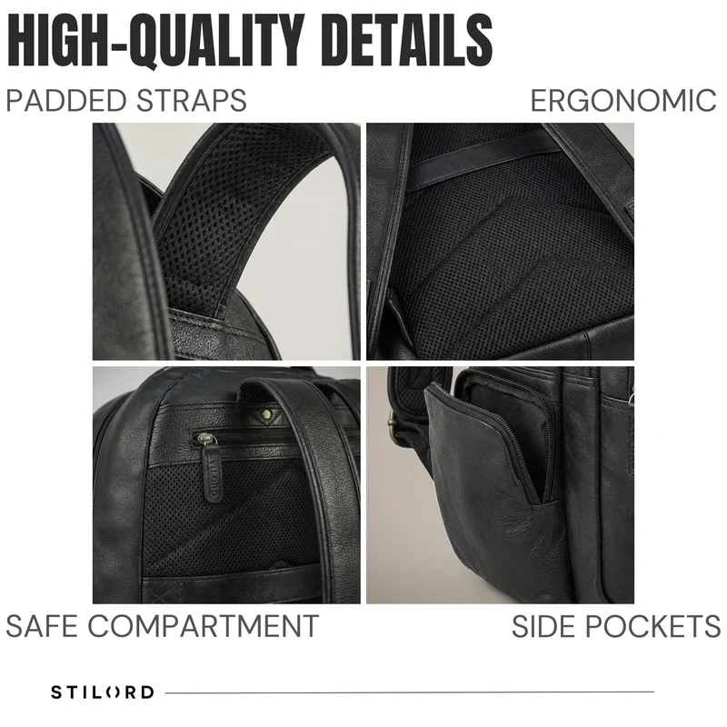 B-WARE "Alaric" XL Business Rucksack Herren Leder Laptoprucksack 17 Zoll