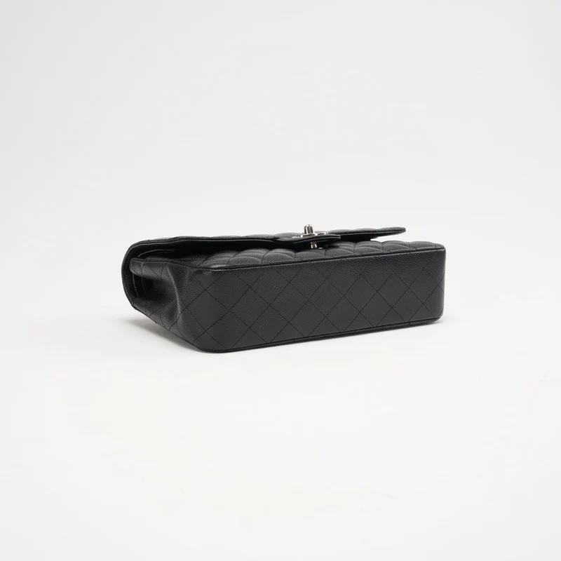 Chanel Classic Medium Double Flap Bag, schwarzes Kaviarleder, 2010