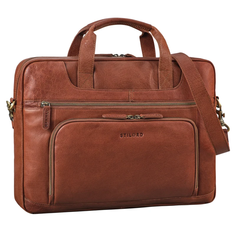 B-WARE "Cyrus" Vintage Laptoptasche 17 Zoll Leder Herren Groß