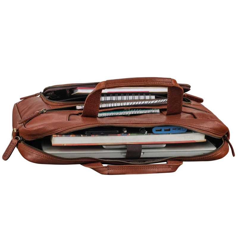 B-WARE "Cyrus" Vintage Laptoptasche 17 Zoll Leder Herren Groß