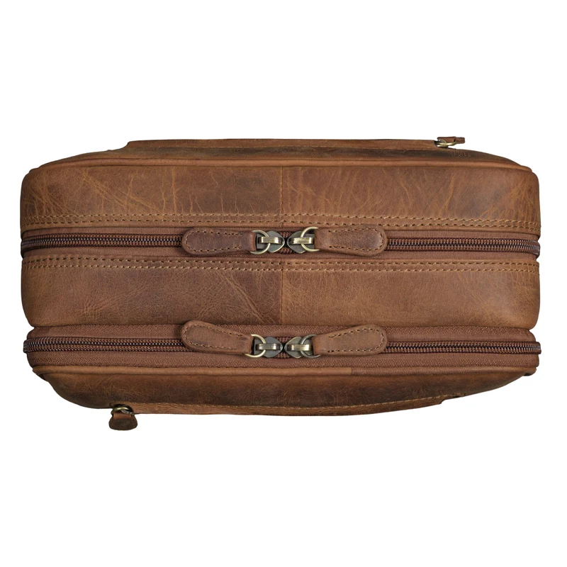 B-WARE "Voyager" Vintage Kulturtasche Leder Herren Damen Groß