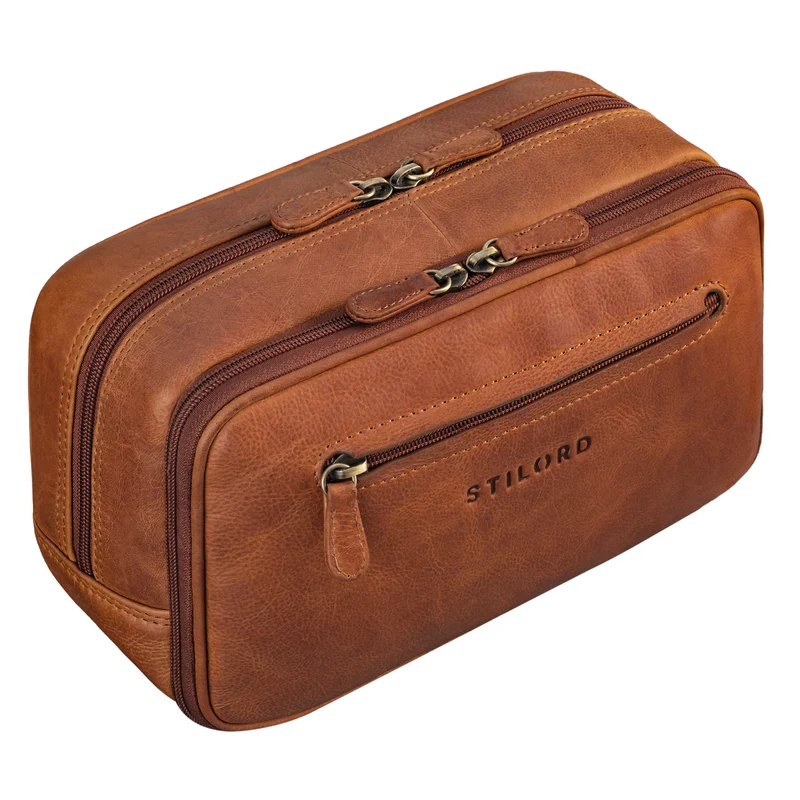 B-WARE "Voyager" Vintage Kulturtasche Leder Herren Damen Groß