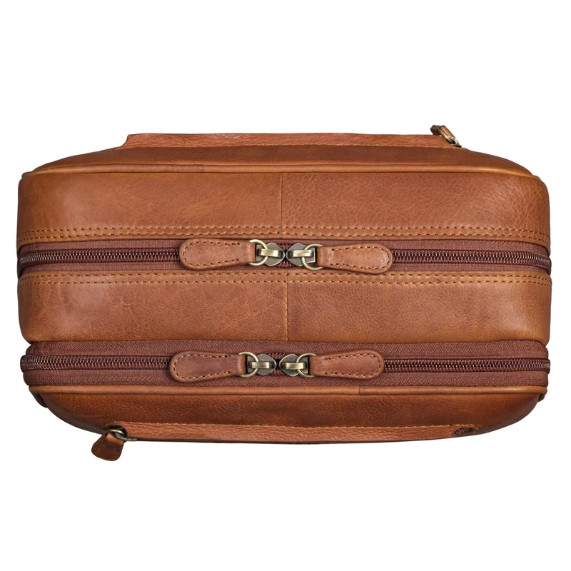 B-WARE "Voyager" Vintage Kulturtasche Leder Herren Damen Groß