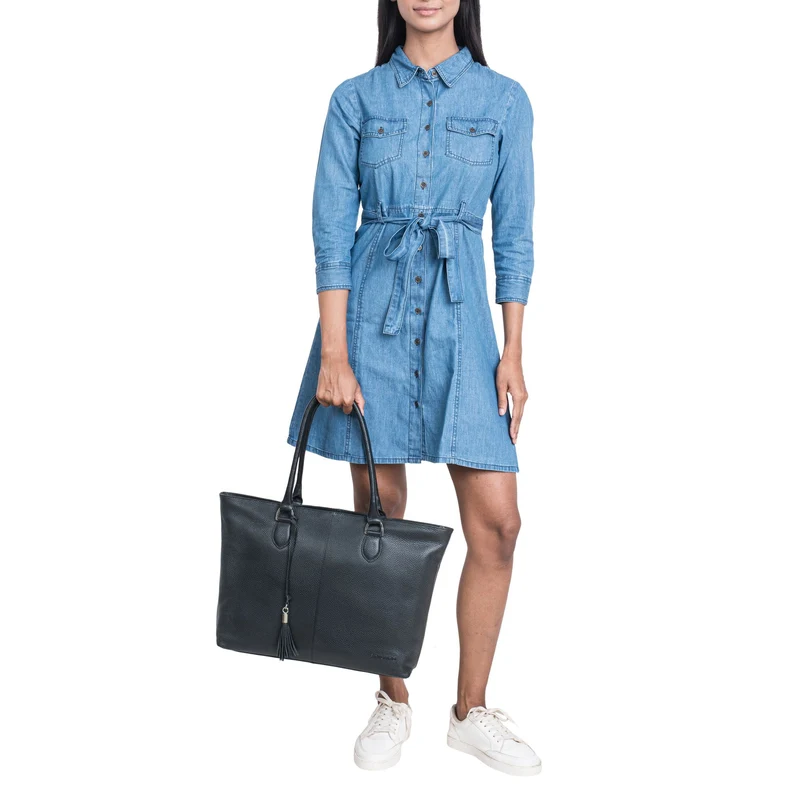 B-WARE "Callie" Echt Leder Shopper Tasche Damen Groß für 15.6 Zoll Laptop