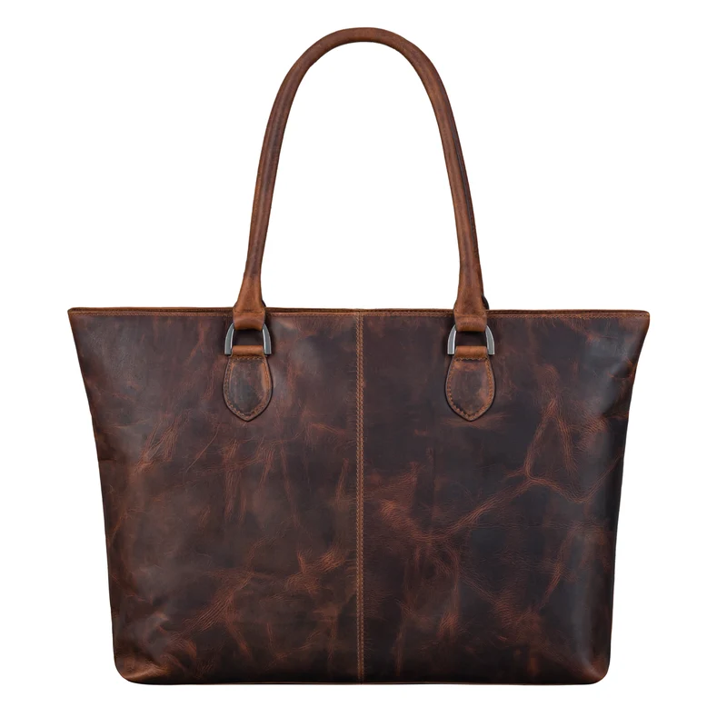 B-WARE "Callie" Echt Leder Shopper Tasche Damen Groß für 15.6 Zoll Laptop