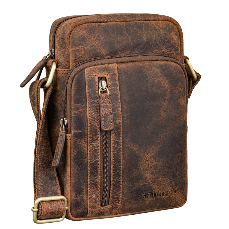 B-WARE "Amadeo" Elegante Umhängetasche Herren Klein Leder 8,3 Zoll Tablet
