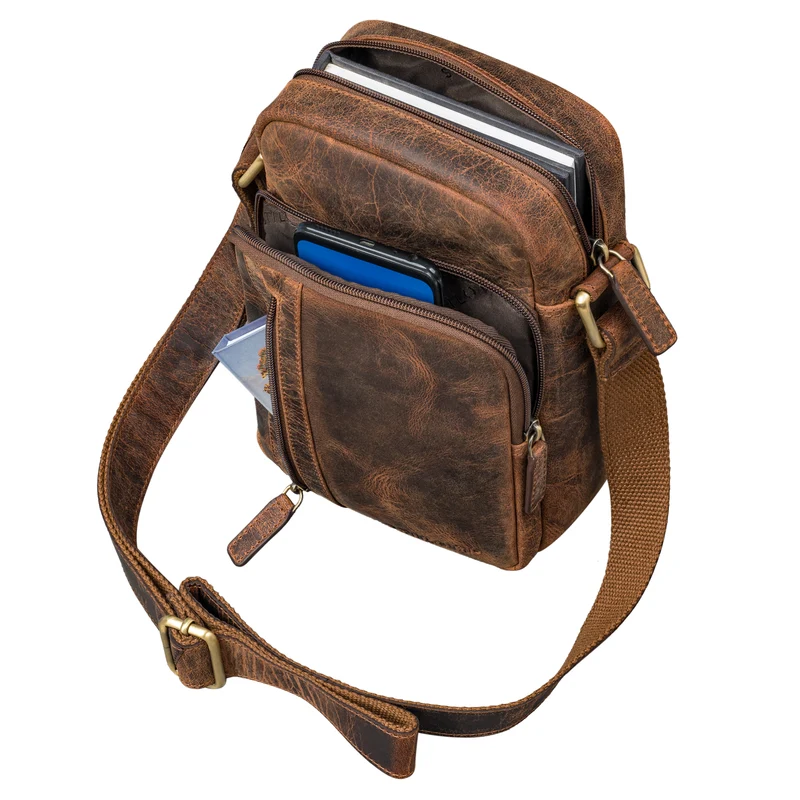 B-WARE "Amadeo" Elegante Umhängetasche Herren Klein Leder 8,3 Zoll Tablet