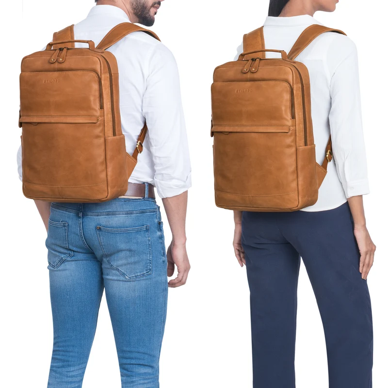 B-WARE "Sasha" Moderner Leder Arbeitsrucksack 17 Zoll Herren und Damen Groß