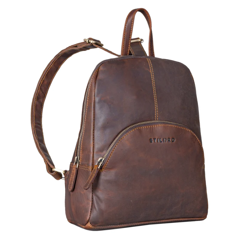 B-WARE "Josephine" Lederrucksack Damen Klein Echt-Leder mit vielen Fächern