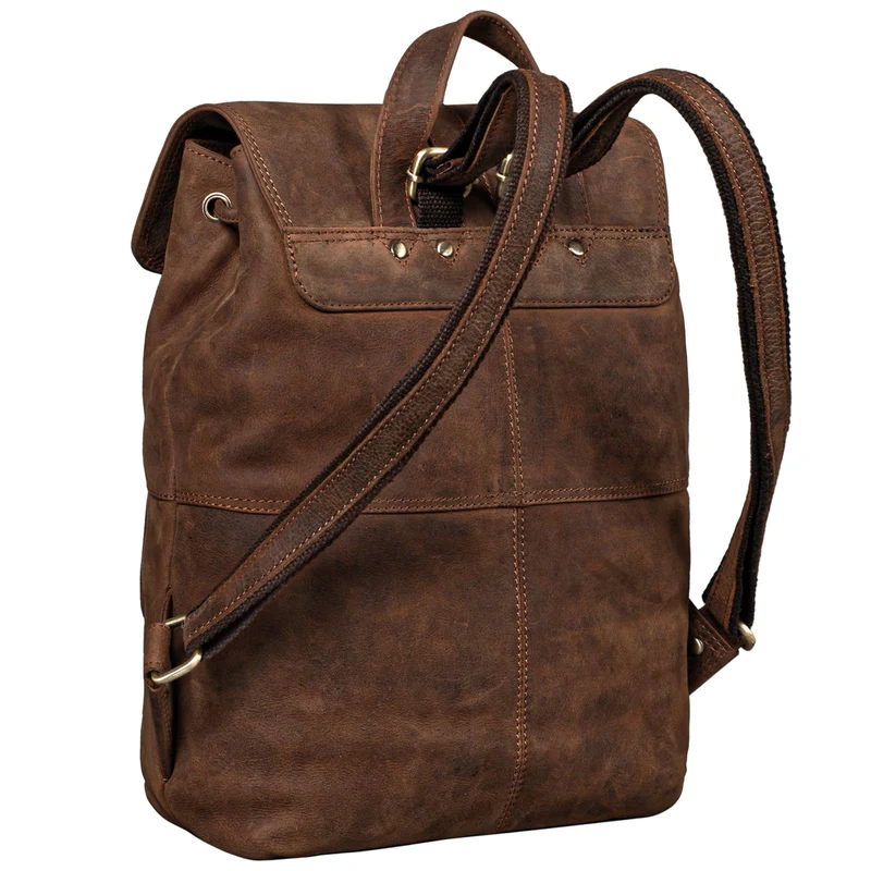 B-WARE "Kacey" Daypack Damen Leder 13.3 Zoll Lederrucksack Unirucksack