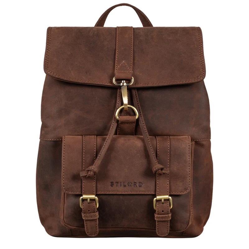 B-WARE "Kacey" Daypack Damen Leder 13.3 Zoll Lederrucksack Unirucksack